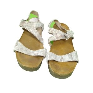 Naot metallic reptile print sandals 40